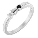 Platinum Round Natural Black Onyx Stackable Ring