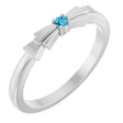 14K Gold Round Natural Blue Zircon Stackable Ring – 2mm Stones - White Gold