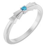 Platinum Round Natural Blue Zircon Stackable Ring – 2mm Stones