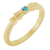 14K Gold Round Natural Blue Zircon Stackable Ring – 2mm Stones - Yellow Gold