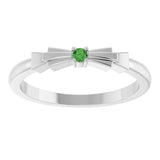 Platinum Round Natural Green Tourmaline Stackable Ring - view 3