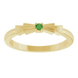 14K Gold Round Natural Green Tourmaline Stackable Ring - Yellow Gold - view 3