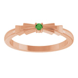 14K Gold Round Natural Green Tourmaline Stackable Ring - Rose Gold - view 3