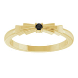14K Gold Round Natural Black Onyx Stackable Ring - Yellow Gold - view 3