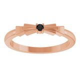 14K Gold Round Natural Black Onyx Stackable Ring - Rose Gold - view 3