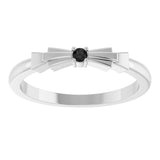 Platinum Round Natural Black Onyx Stackable Ring - view 3