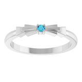 14K Gold Round Natural Blue Zircon Stackable Ring – 2mm Stones - White Gold - view 3
