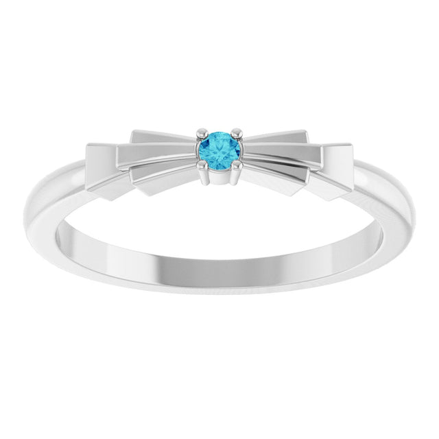 14K Gold Round Natural Blue Zircon Stackable Ring – 2mm Stones - White Gold - view 3