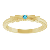14K Gold Round Natural Blue Zircon Stackable Ring – 2mm Stones - Yellow Gold - view 2