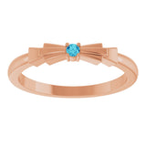 14K Gold Round Natural Blue Zircon Stackable Ring – 2mm Stones - Rose Gold - view 3