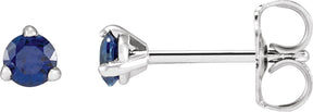 Platinum Natural Blue Sapphire Round 3-Prong Claw Cocktail-Style Stud Earrings