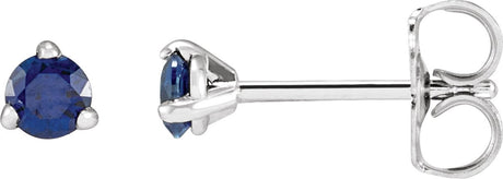 Platinum Natural Blue Sapphire Round 3-Prong Claw Cocktail-Style Stud Earrings