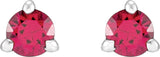 14K Gold Natural Ruby Round 3-Prong Claw Cocktail-Style Stud Earrings - White Gold - view 3
