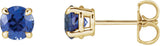 14K Gold Lab-Grown Blue Sapphire Round 4-Prong Claw Stud Earrings - Yellow Gold