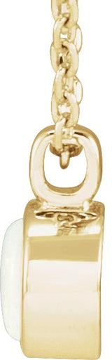 14K Gold Round Natural White Opal Bezel-Set Necklace or Pendant - Yellow Gold - view 2
