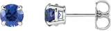 14K Gold Lab-Grown Blue Sapphire Round 4-Prong Claw Stud Earrings - White Gold