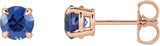 14K Gold Lab-Grown Blue Sapphire Round 4-Prong Claw Stud Earrings - Rose Gold