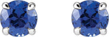 14K Gold Lab-Grown Blue Sapphire Round 4-Prong Claw Stud Earrings - White Gold - view 2