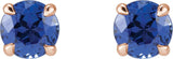 14K Gold Lab-Grown Blue Sapphire Round 4-Prong Claw Stud Earrings - Rose Gold - view 2
