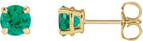 14K Gold Lab-Grown Emerald Round 4-Prong Claw Stud Earrings - Yellow Gold