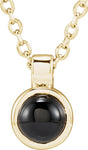 14K Gold Round Natural Onyx Bezel-Set Necklace or Pendant - Yellow Gold