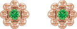 14K Gold Round Lab-Grown Alexandrite Petite Flower Earrings - Rose Gold - view 4