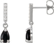 Platinum Pear Natural Black Onyx & Natural Diamond Accented Cabochon Earrings
