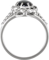 14K Gold Marquise Natural Onyx Cabochon Ring - White Gold - view 2