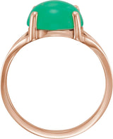 14K Gold Round Natural Green Chrysoprase Cabochon Ring – 10mm Stones - Rose Gold - view 2