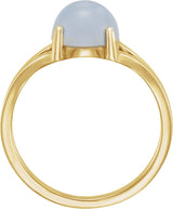 14K Gold Round Natural Blue Chalcedony Cabochon Ring - Yellow Gold - view 2