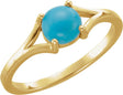 14K Gold Round Natural Turquoise Cabochon Ring - Yellow Gold