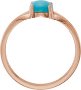 14K Gold Round Natural Turquoise Cabochon Ring - Rose Gold - view 2