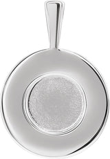14K Gold Round Natural Turquoise Engravable Halo-Style Necklace or Pendant - White Gold - view 4