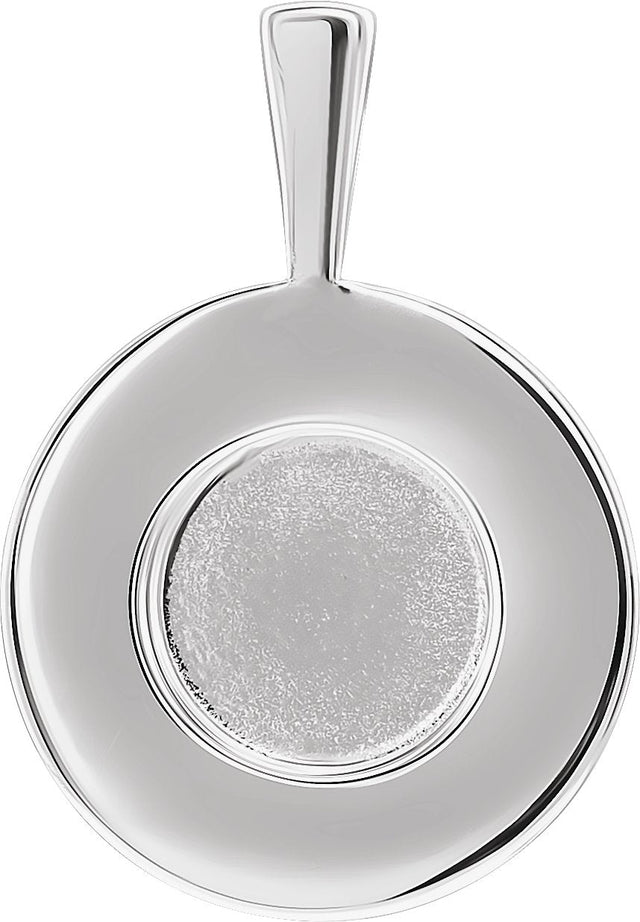 14K Gold Round Natural Turquoise Engravable Halo-Style Necklace or Pendant - White Gold - view 4
