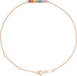 14K Gold Round Natural Multi-Gemstone Accented Bar Bracelet - Rose Gold