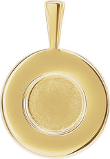 14K Gold Round Natural Turquoise Engravable Halo-Style Necklace or Pendant - Yellow Gold - view 4