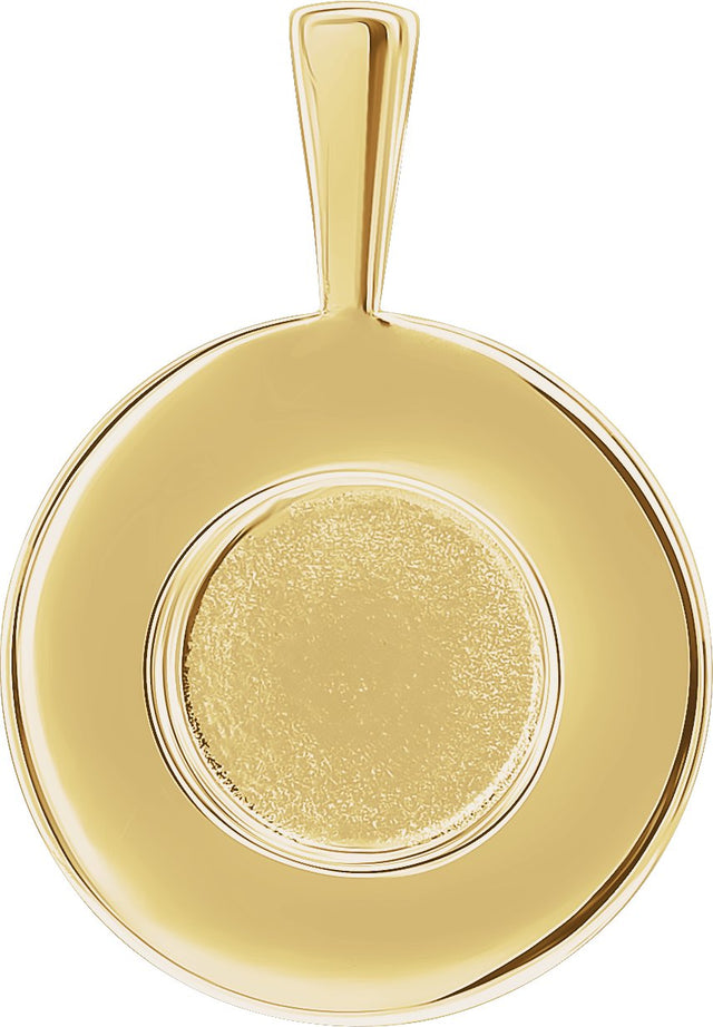 14K Gold Round Natural Turquoise Engravable Halo-Style Necklace or Pendant - Yellow Gold - view 4