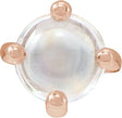 14K Gold Natural Rainbow Moonstone Round 4-Prong Cabochon Pendant - Rose Gold