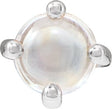 Platinum Natural Rainbow Moonstone Round 4-Prong Cabochon Pendant