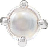 Platinum Natural Rainbow Moonstone Round 4-Prong Cabochon Pendant