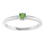 Platinum Round Natural Green Sapphire Solitaire Ring - view 8
