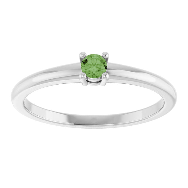 Platinum Round Natural Green Sapphire Solitaire Ring - view 8