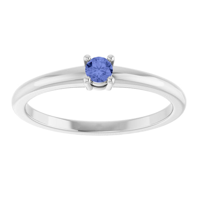Platinum Round Natural Tanzanite Solitaire Ring - view 8