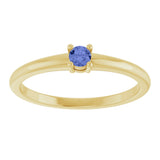 14K Gold Round Natural Tanzanite Solitaire Ring - Yellow Gold - view 8
