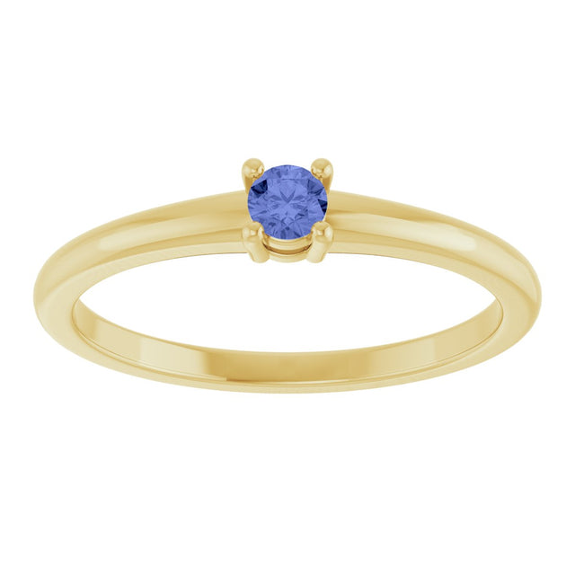 14K Gold Round Natural Tanzanite Solitaire Ring - Yellow Gold - view 8