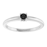 14K Gold Round Natural Black Onyx Solitaire Ring - White Gold - view 8