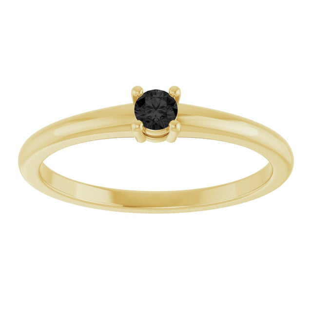 14K Gold Round Natural Black Onyx Solitaire Ring - Yellow Gold - view 8