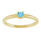 14K Gold Round Natural Swiss Blue Topaz Solitaire Ring - Yellow Gold - view 8