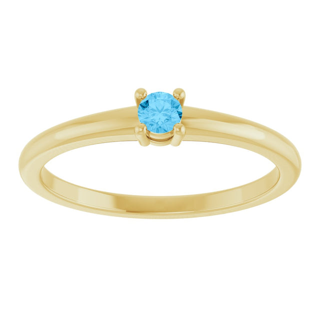14K Gold Round Natural Swiss Blue Topaz Solitaire Ring - Yellow Gold - view 8