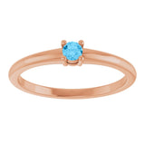14K Gold Round Natural Swiss Blue Topaz Solitaire Ring - Rose Gold - view 8